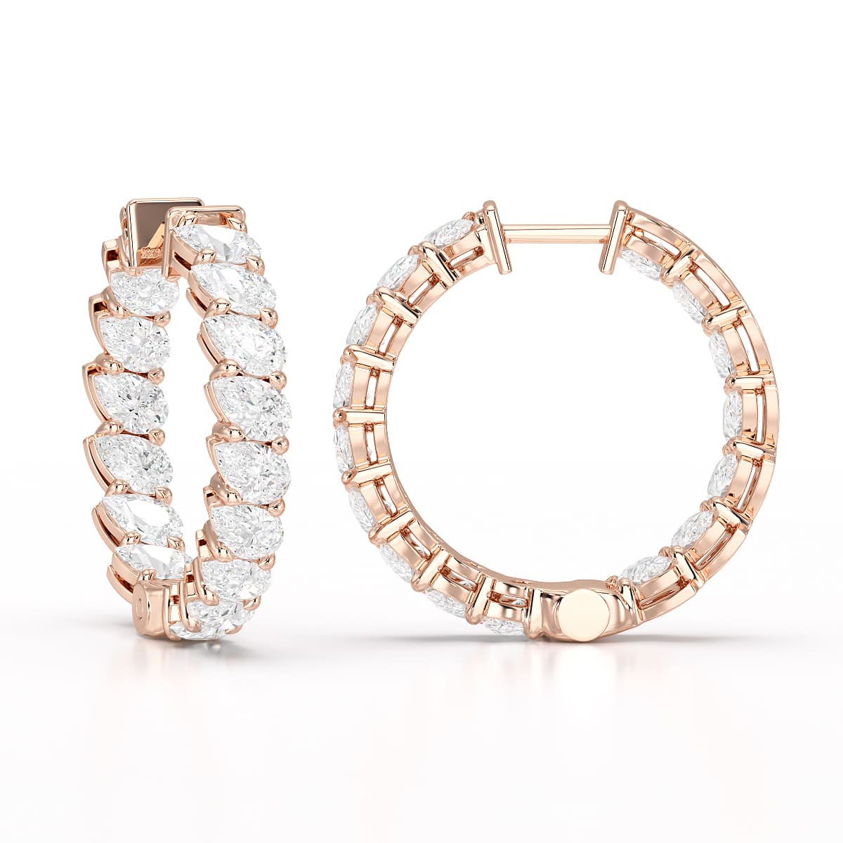 Pear Cut Lab Diamond Hoop Earrings