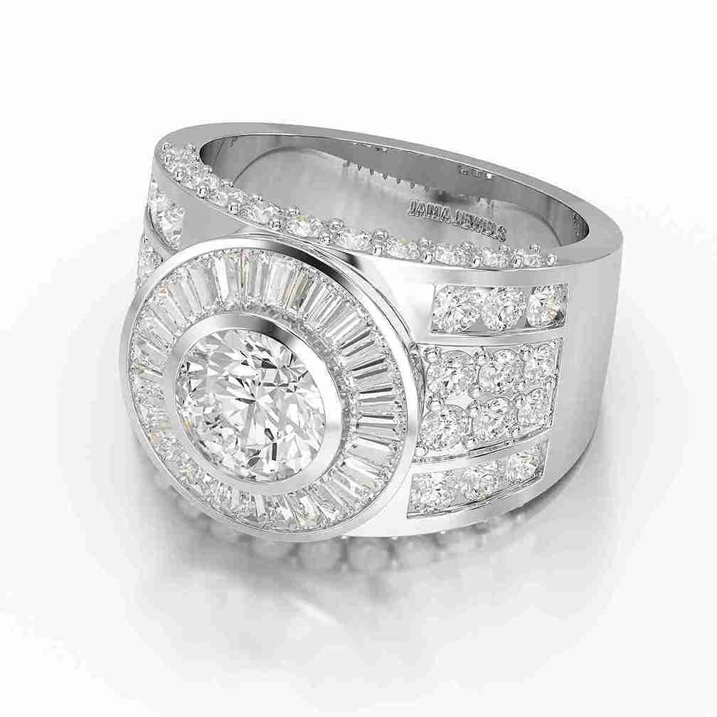 5.7 CT Round Shape Lab Diamond Men's Ring