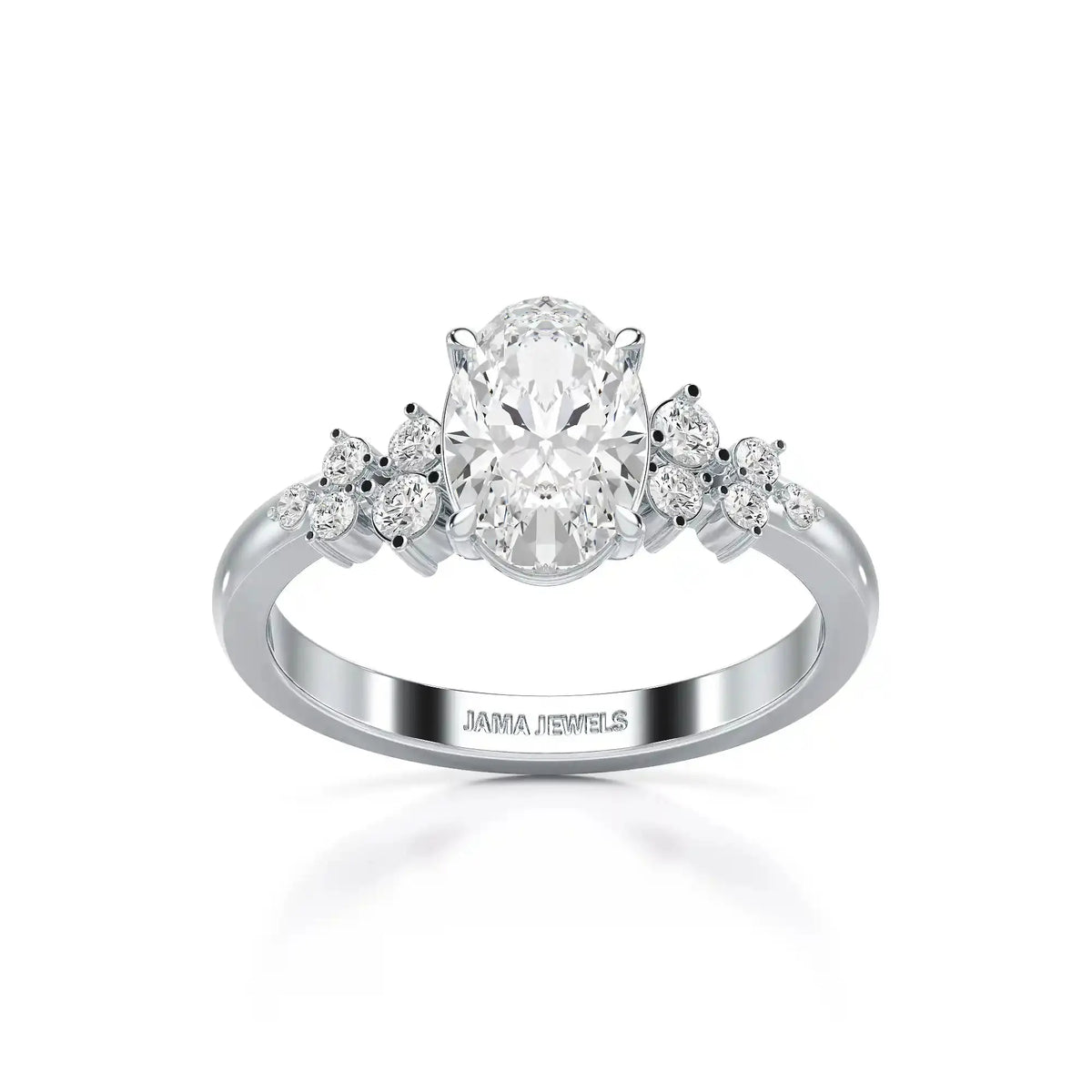 1.80 CT Oval Cut Ring with Round Side Diamonds Jama Jewels