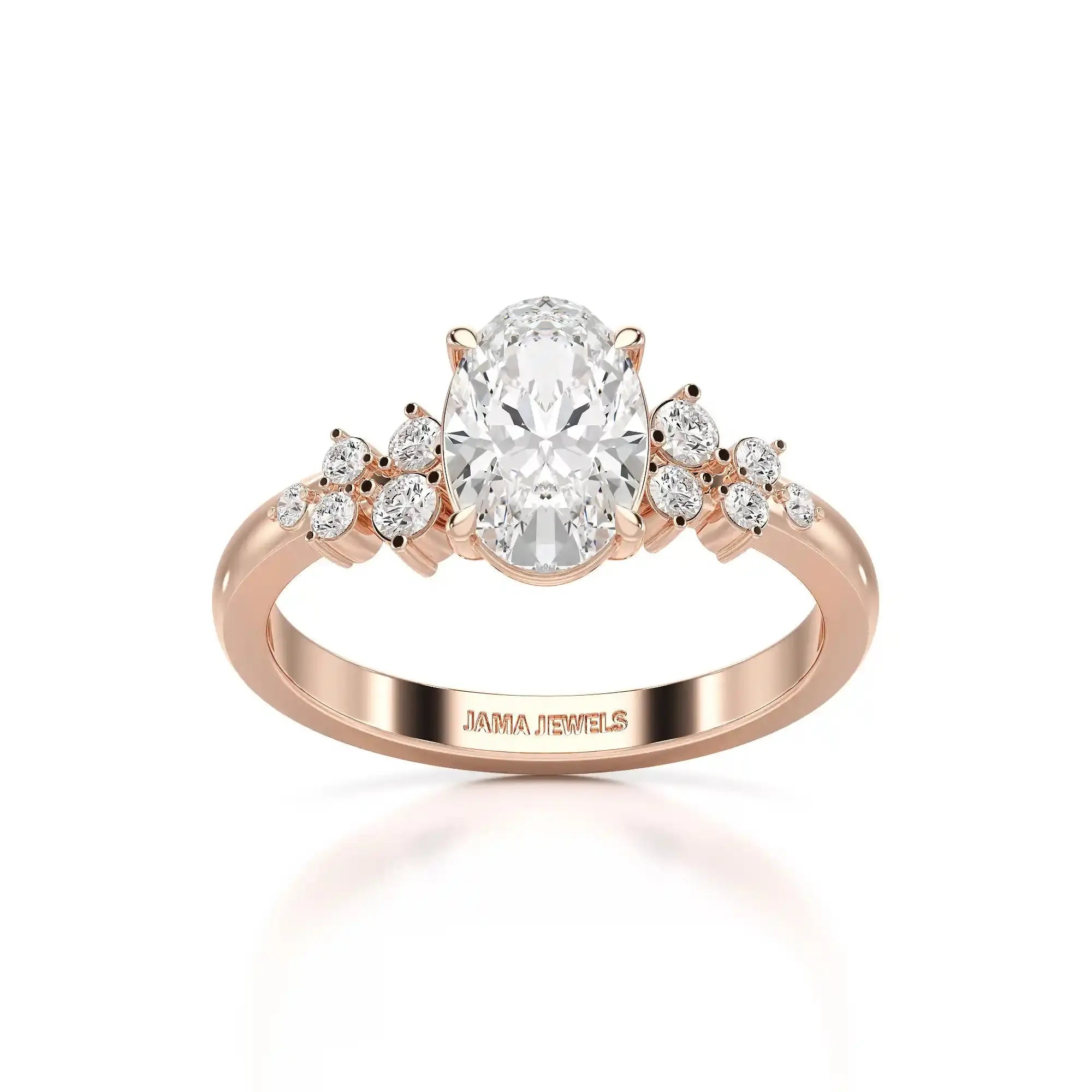 1.80 CT Oval Cut Ring with Round Side Diamonds Jama Jewels