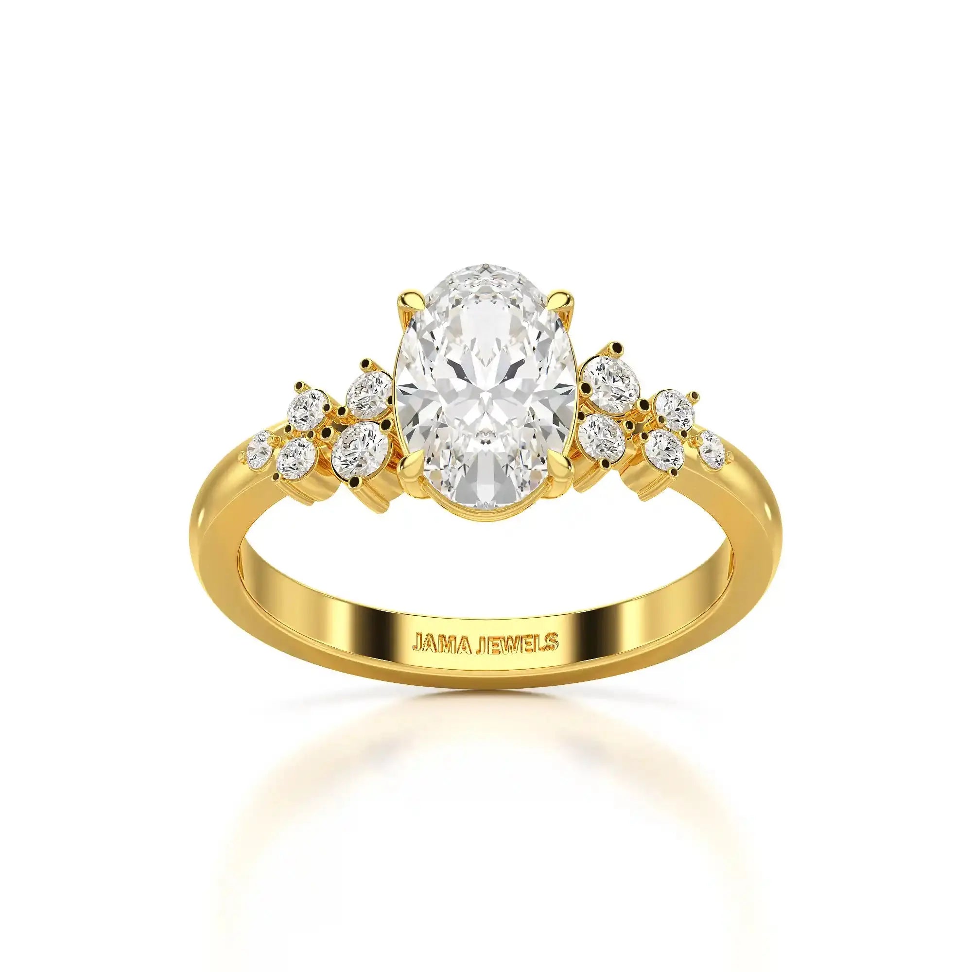 1.80 CT Oval Cut Ring with Round Side Diamonds Jama Jewels