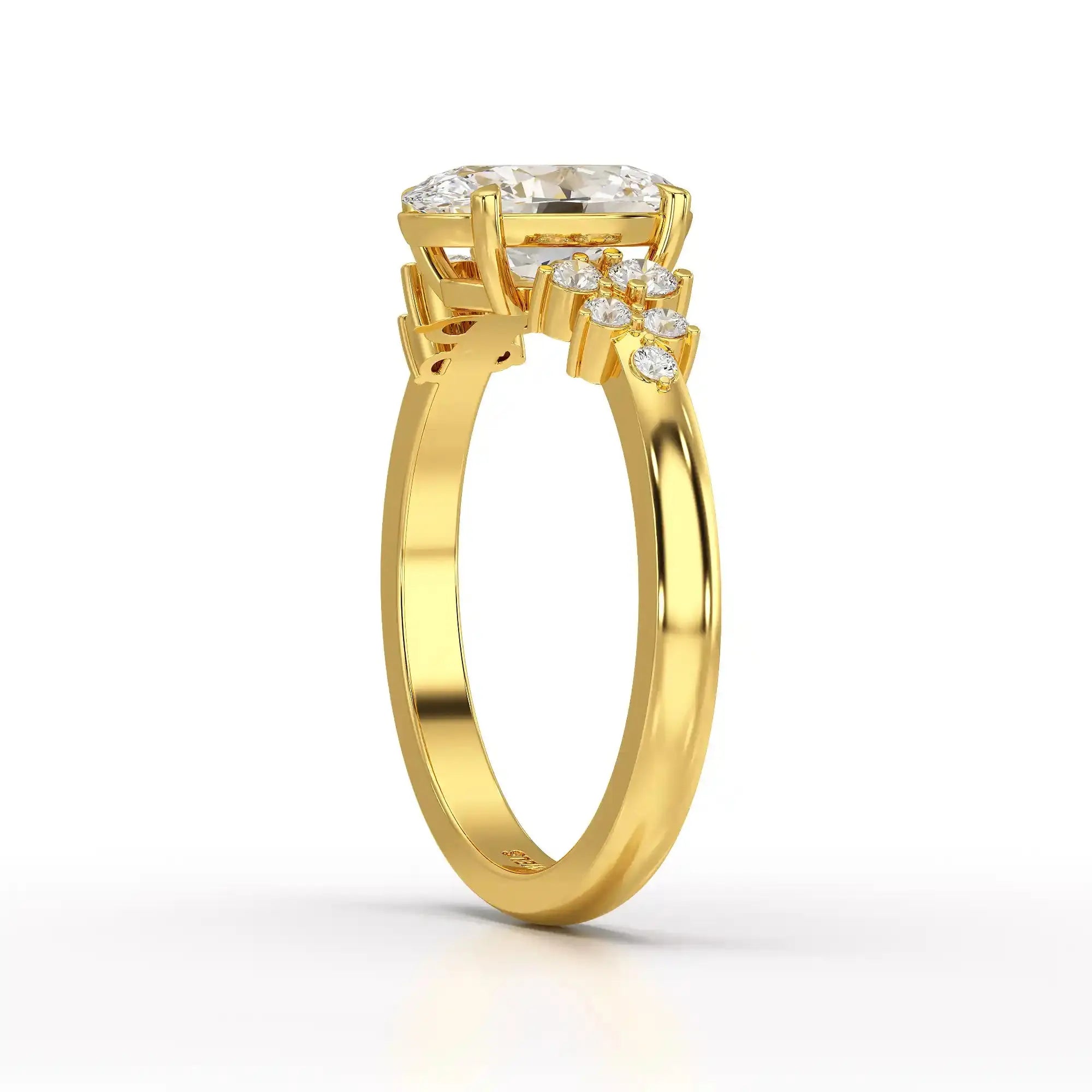 1.80 CT Oval Cut Ring with Round Side Diamonds Jama Jewels