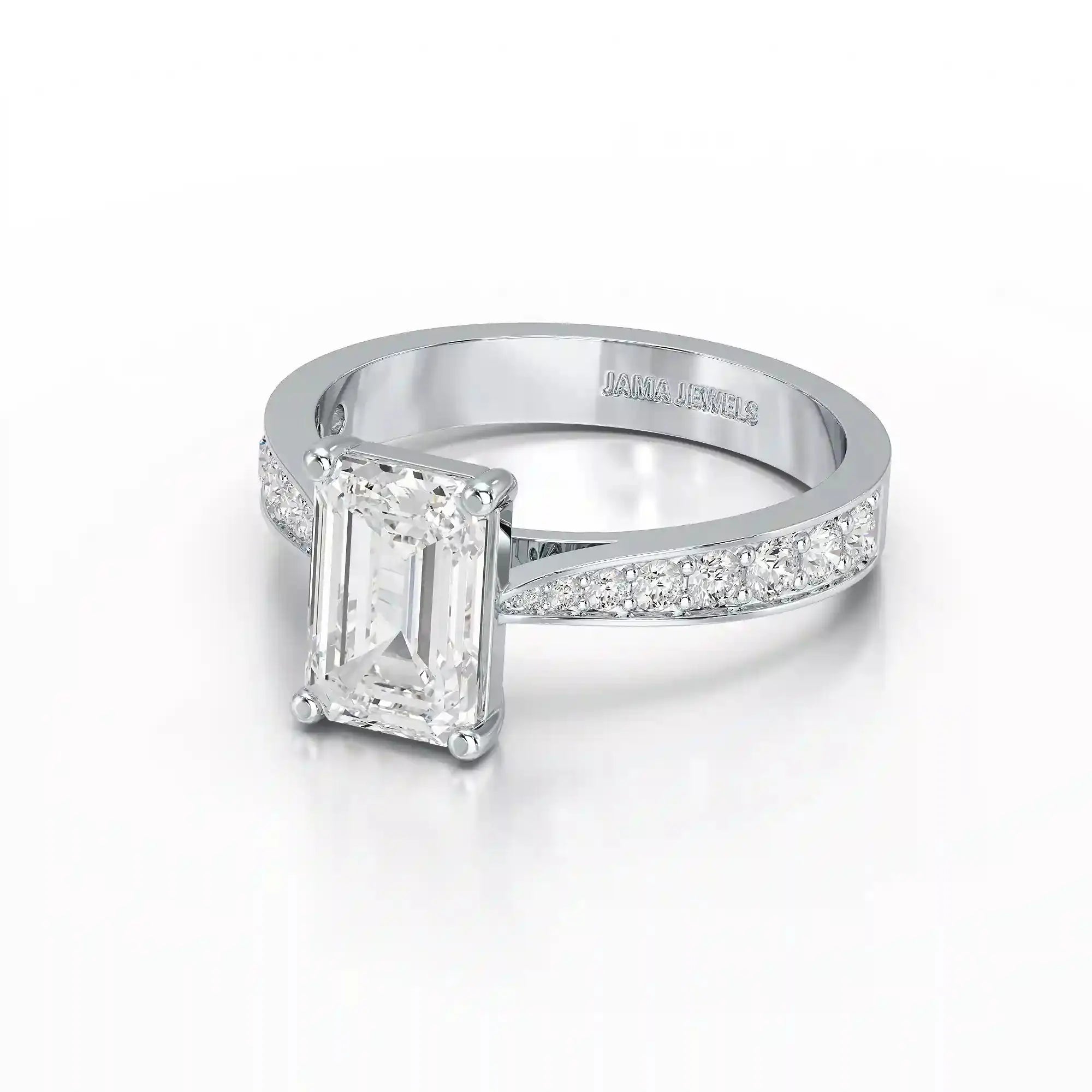 2.35 CT Emerald Cut Lab Diamond Ring Jama Jewels