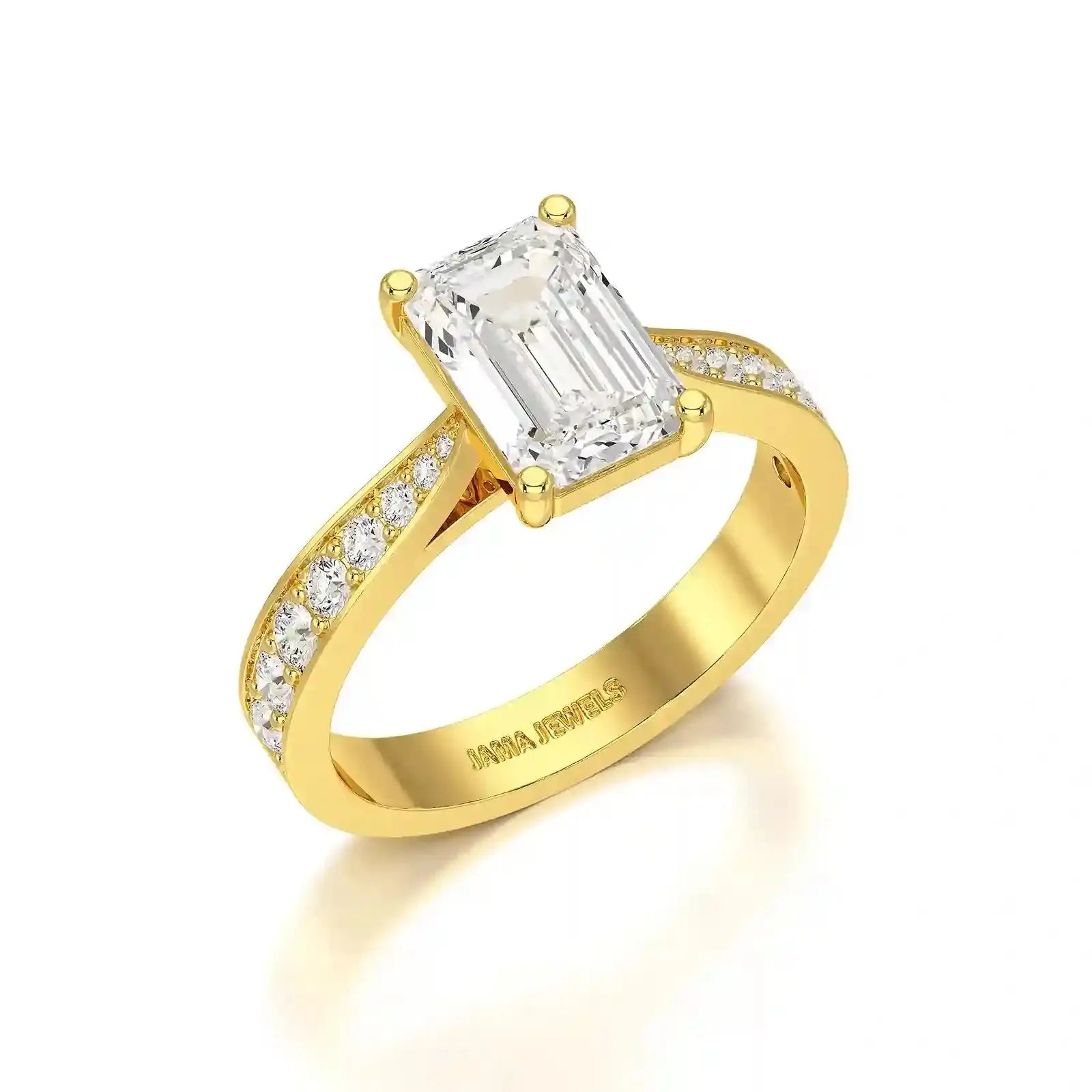 2.35 CT Emerald Cut Lab Diamond Ring Jama Jewels