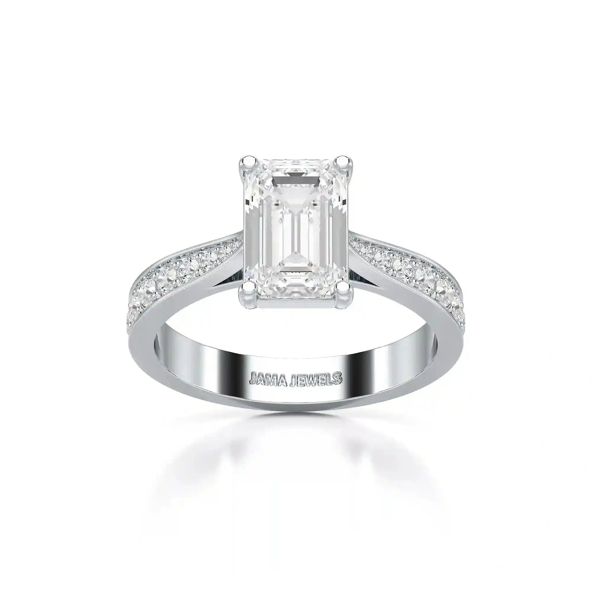 2.35 CT Emerald Cut Lab Diamond Ring Jama Jewels