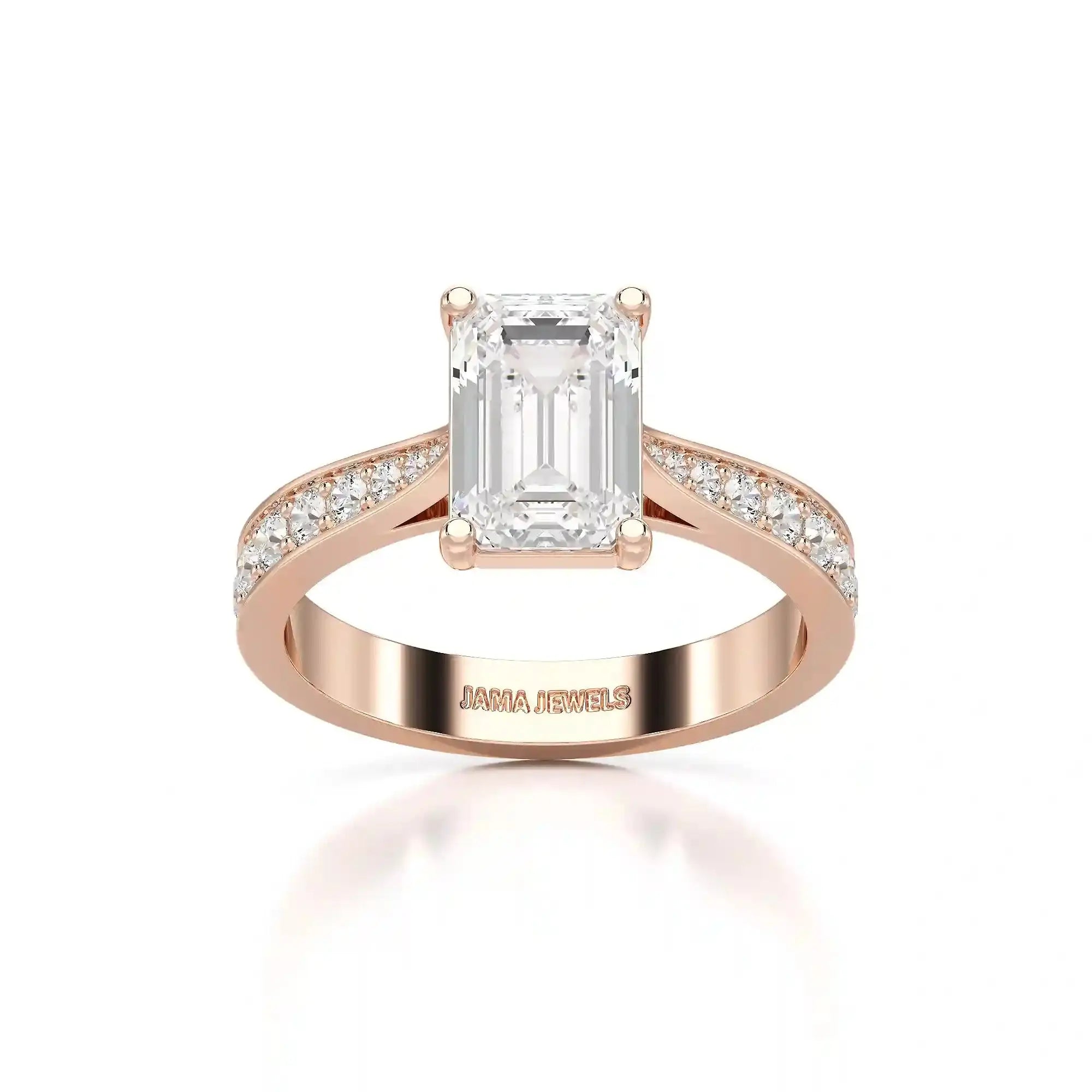 2.35 CT Emerald Cut Lab Diamond Ring Jama Jewels