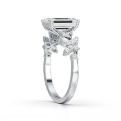 2.45 CT Emerald Cut Diamond Ring with Marquise & Round Diamonds Jama Jewels