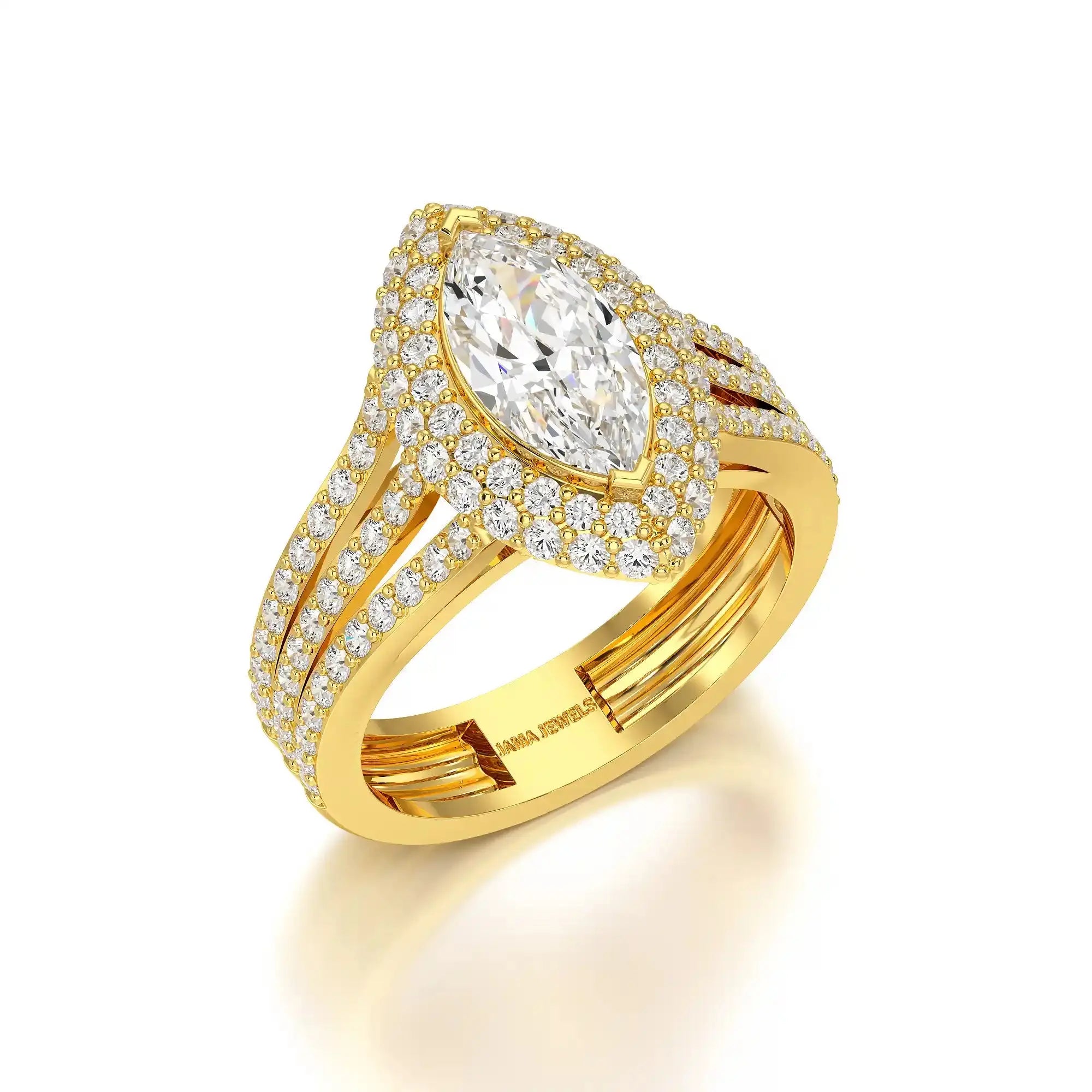 2.25 CT Marquise Cut Halo Lab Diamond Ring Jama Jewels