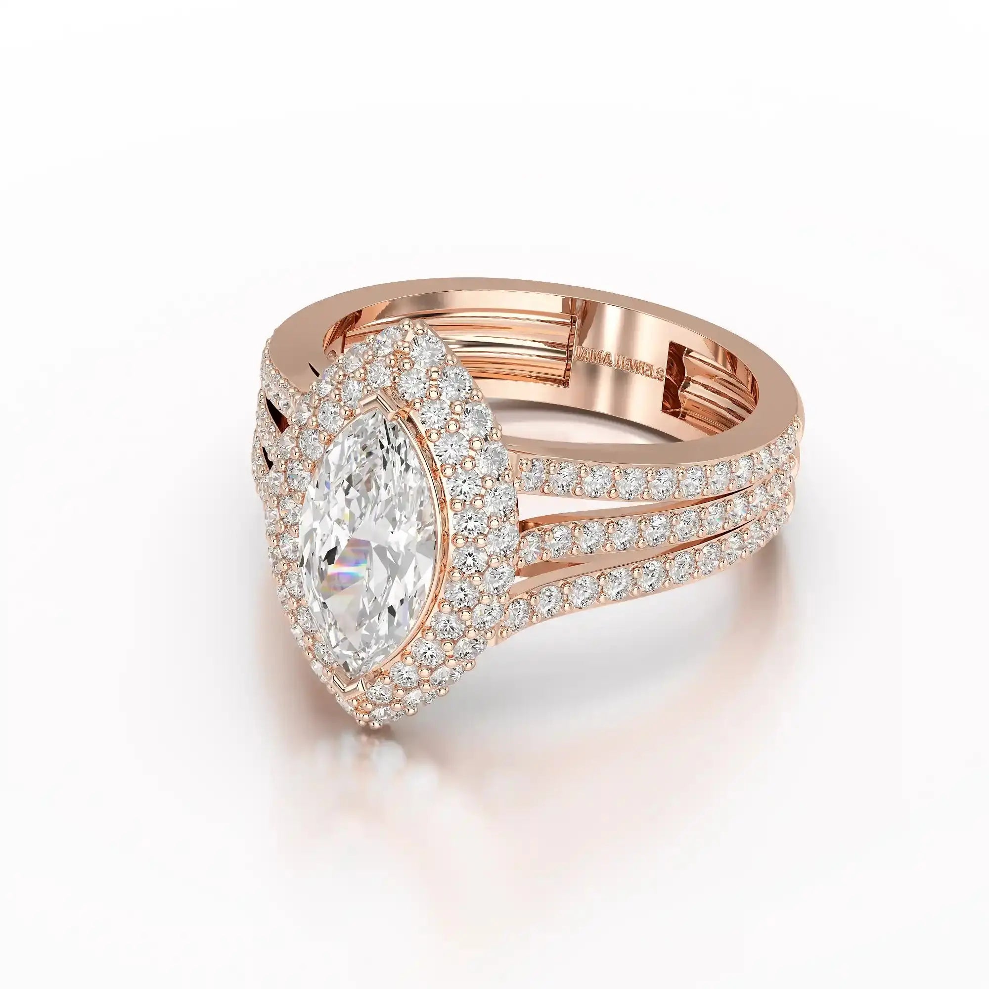 2.25 CT Marquise Cut Halo Lab Diamond Ring Jama Jewels
