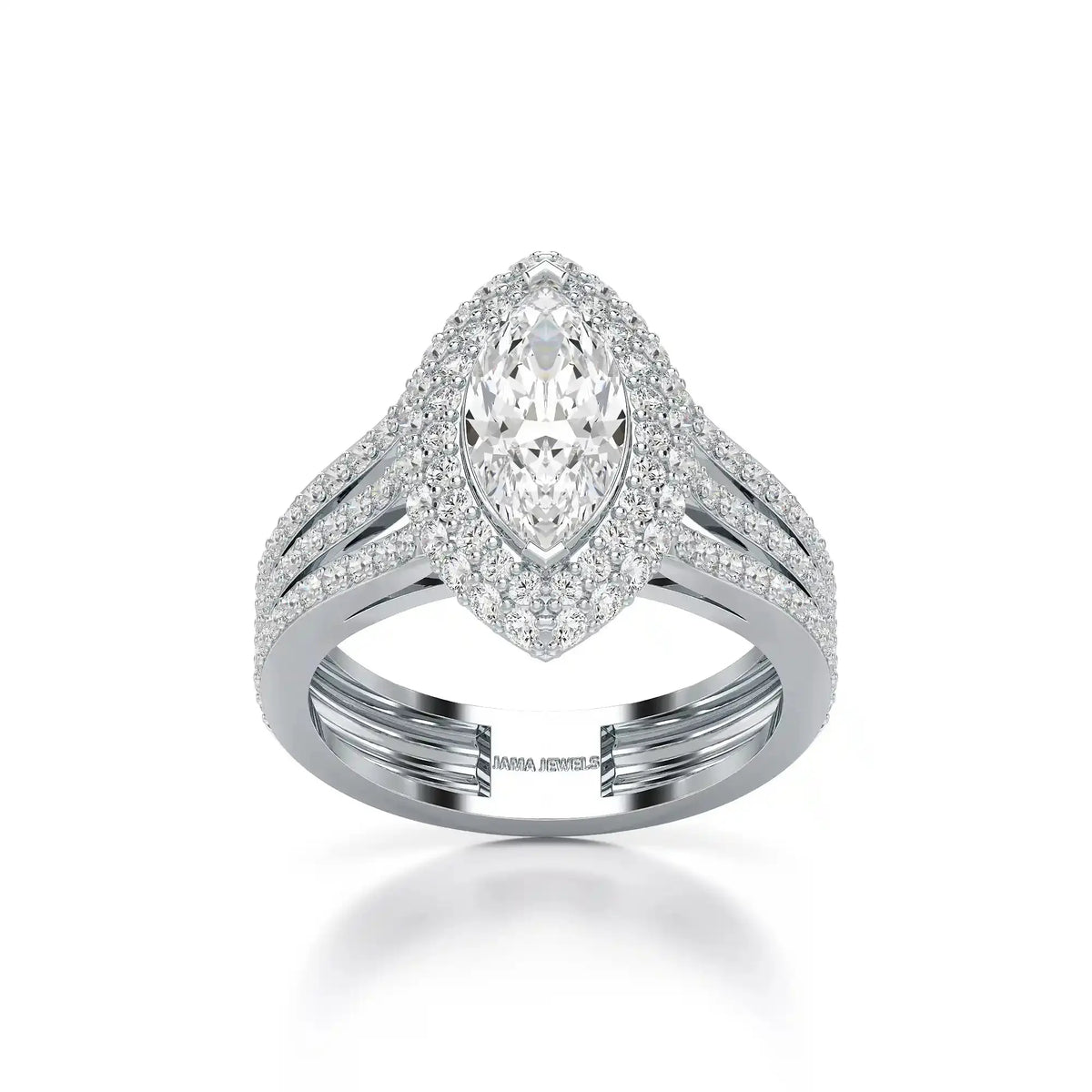 2.25 CT Marquise Cut Halo Lab Diamond Ring Jama Jewels