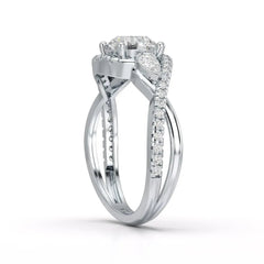 1.45 CT Round Cut Diamond Bypass Ring with Pear & Round Diamonds Jama Jewels