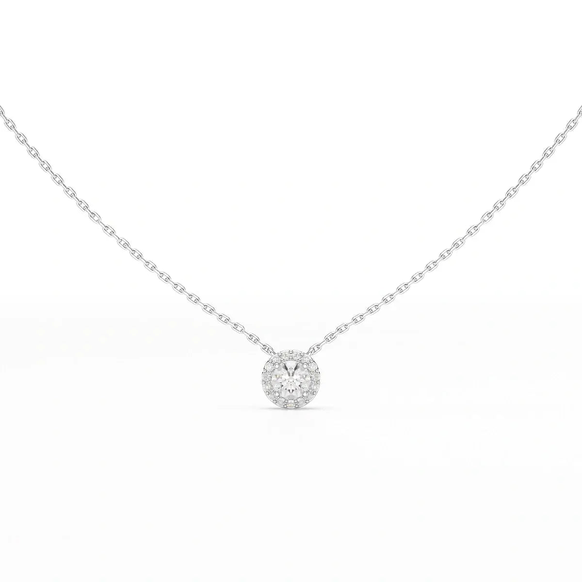 0.60 CT Round Cut Halo Lab Diamond Chain Pendant Jama Jewels