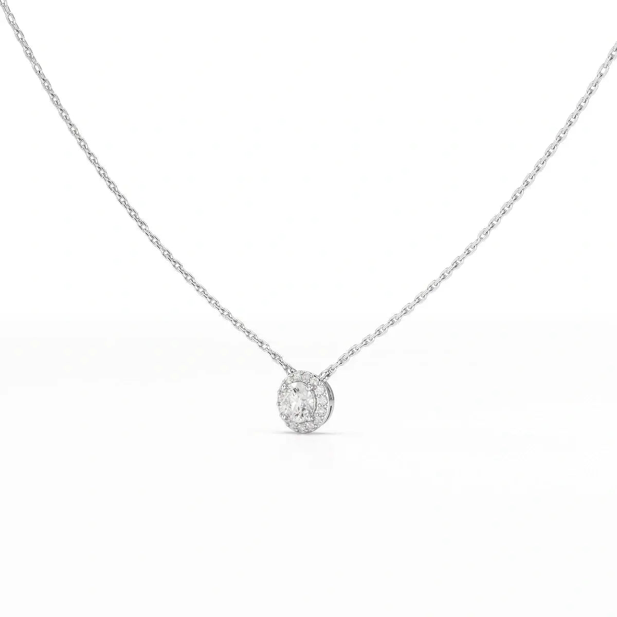 0.60 CT Round Cut Halo Lab Diamond Chain Pendant Jama Jewels