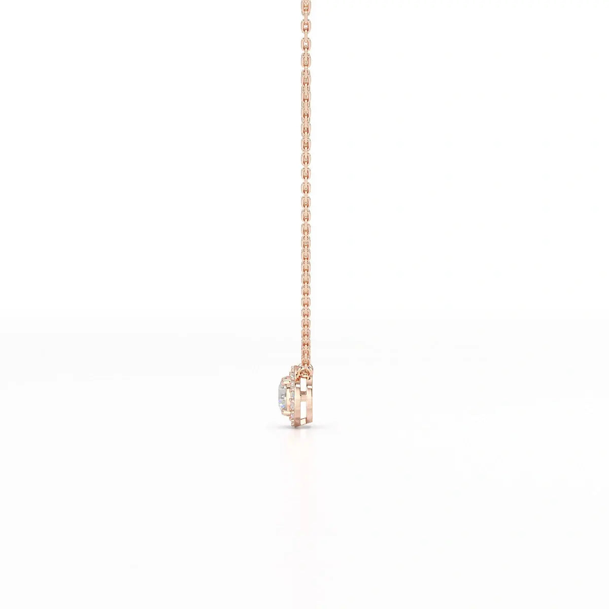 0.60 CT Round Cut Halo Lab Diamond Chain Pendant Jama Jewels