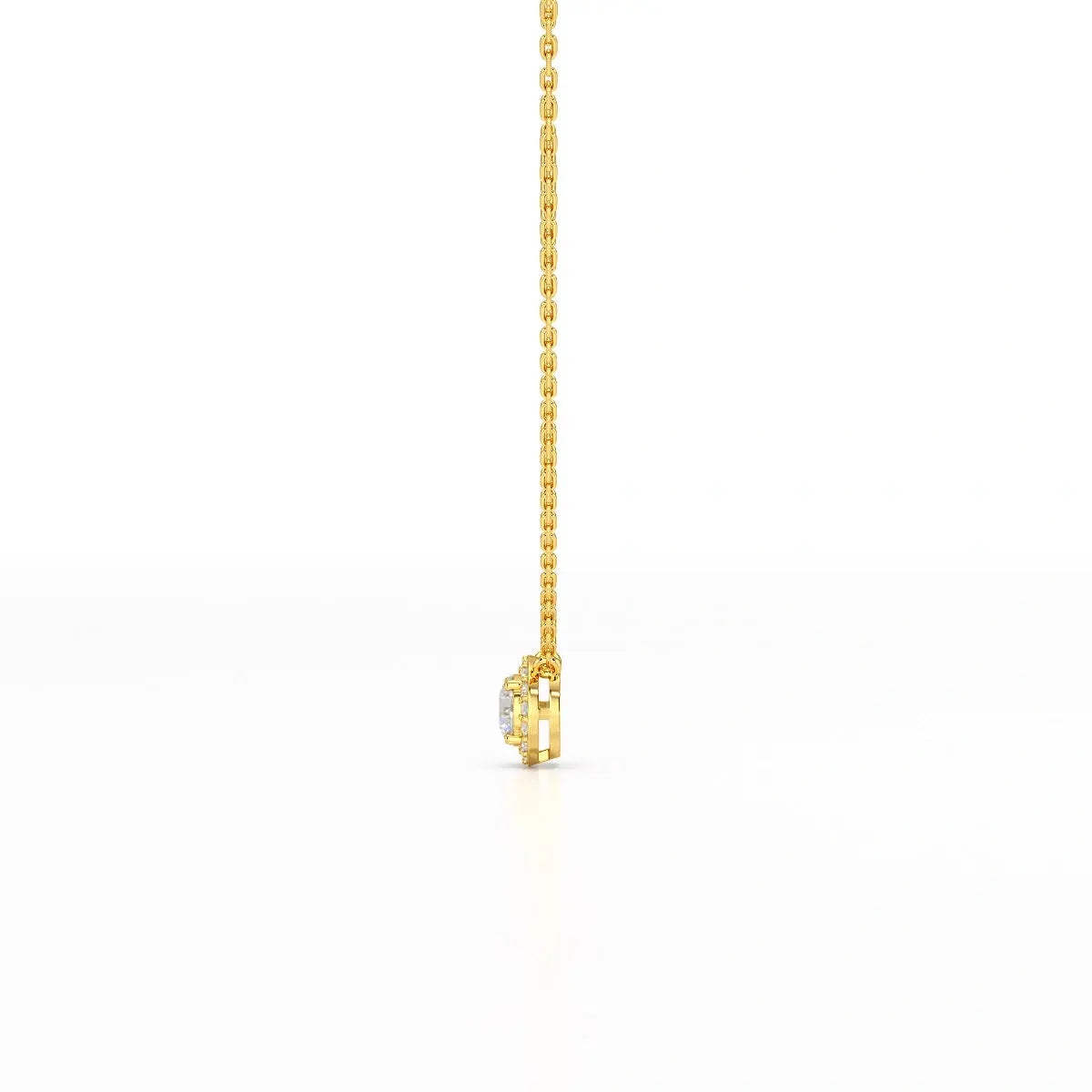 0.60 CT Round Cut Halo Lab Diamond Chain Pendant Jama Jewels