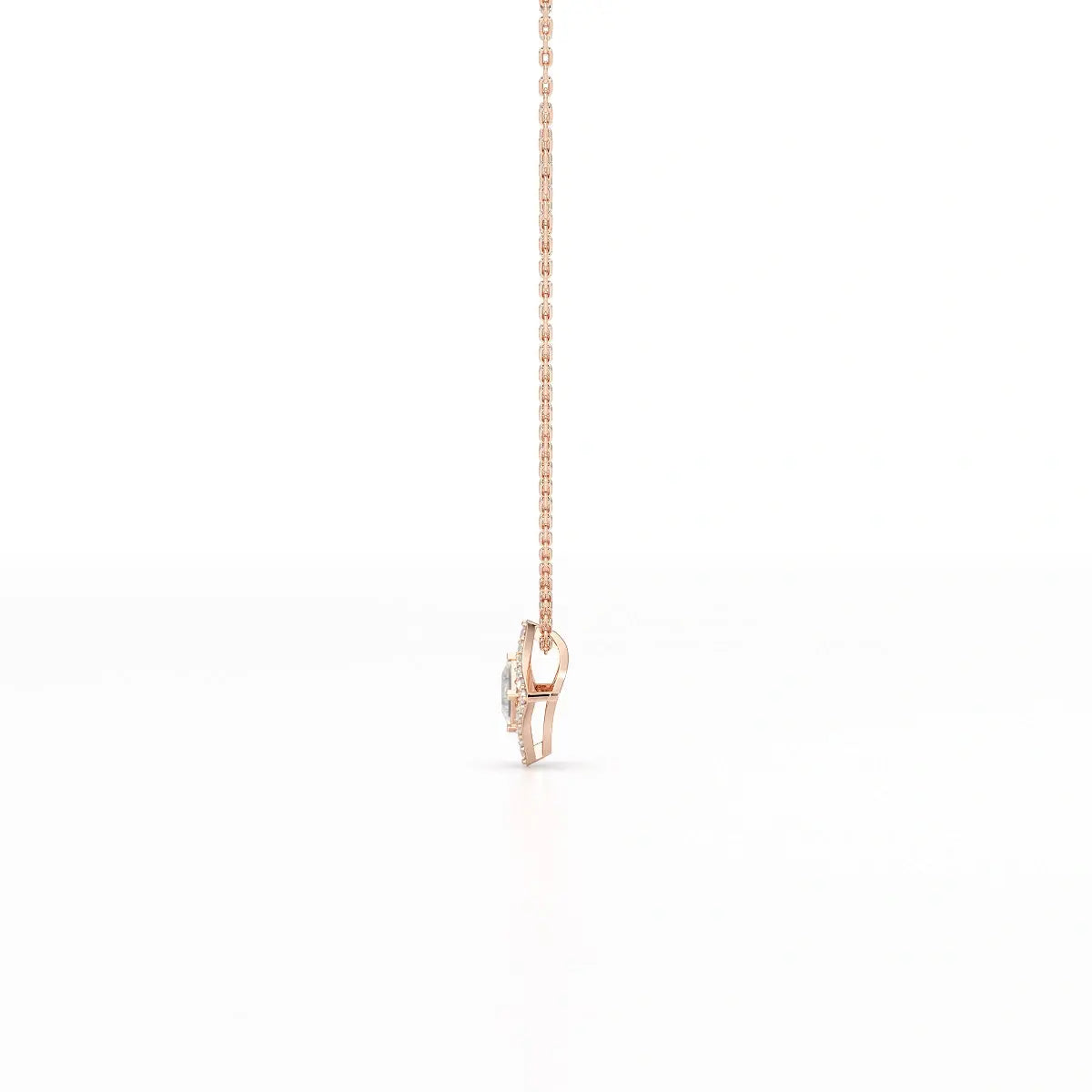 0.70 CT Princess Cut Halo Chain Pendant with Round Diamonds Jama Jewels