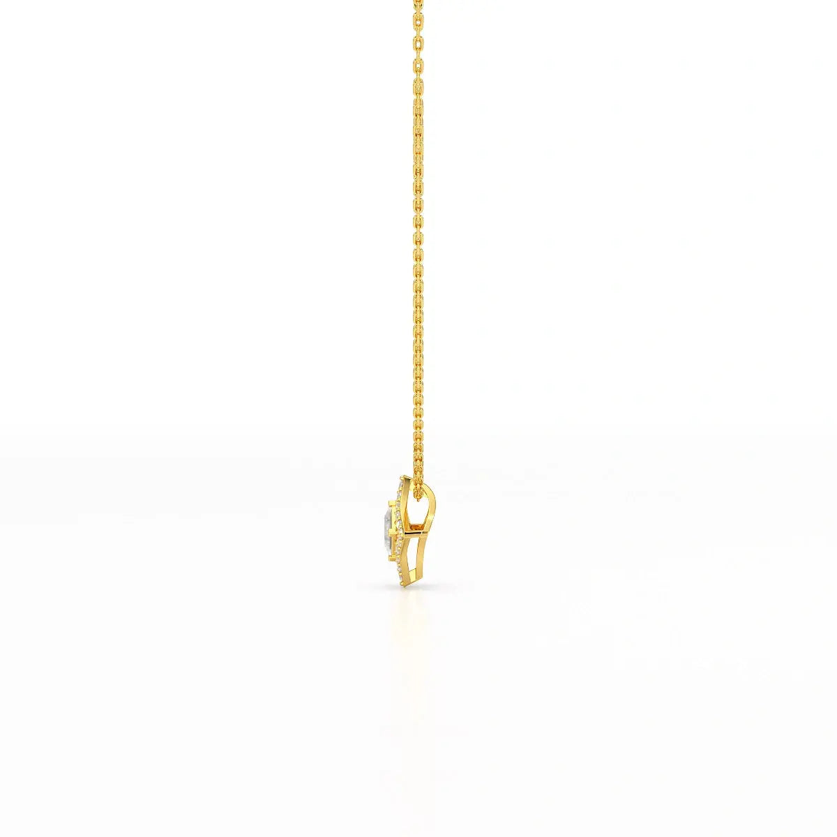 0.70 CT Princess Cut Halo Chain Pendant with Round Diamonds Jama Jewels