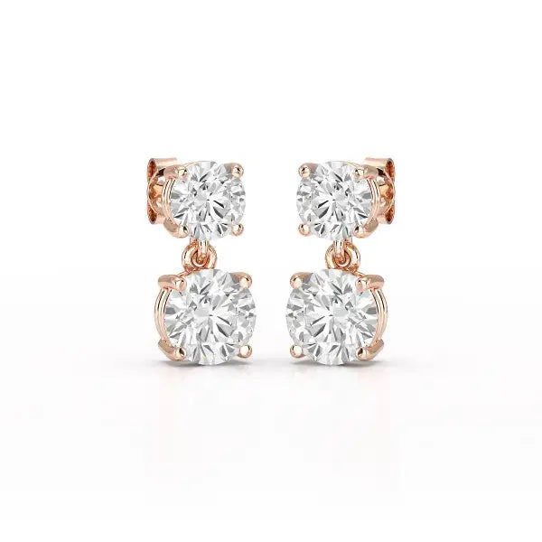Simple Round Cut 6.34 CT Lab Diamond Drop Earring