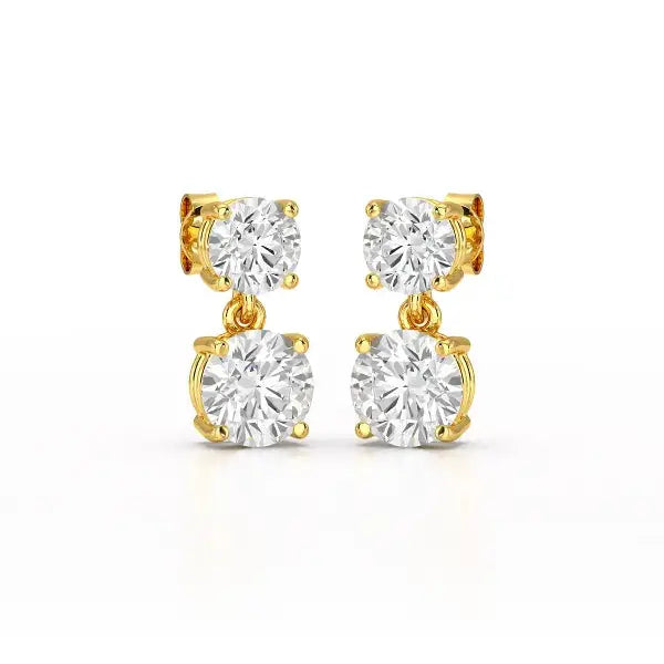 Simple Round Cut 6.34 CT Lab Diamond Drop Earring