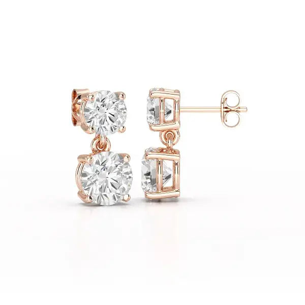 Simple Round Cut 6.34 CT Lab Diamond Drop Earring