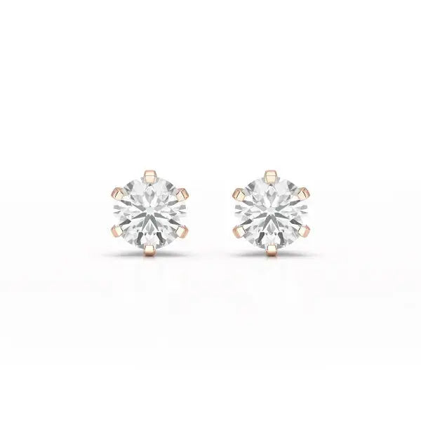 Simple Stud 0.87 CT Round Lab Diamond Earrings - Jama Jewels 