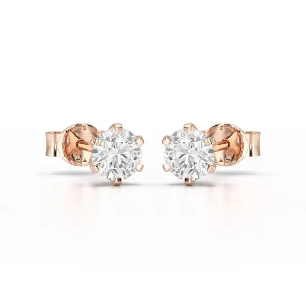 Simple Stud 0.87 CT Round Lab Diamond Earrings - Jama Jewels 