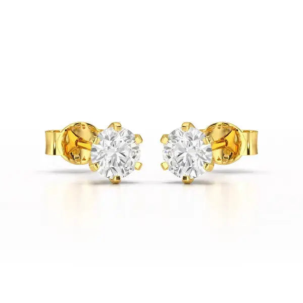 Simple Stud 0.87 CT Round Lab Diamond Earrings - Jama Jewels 