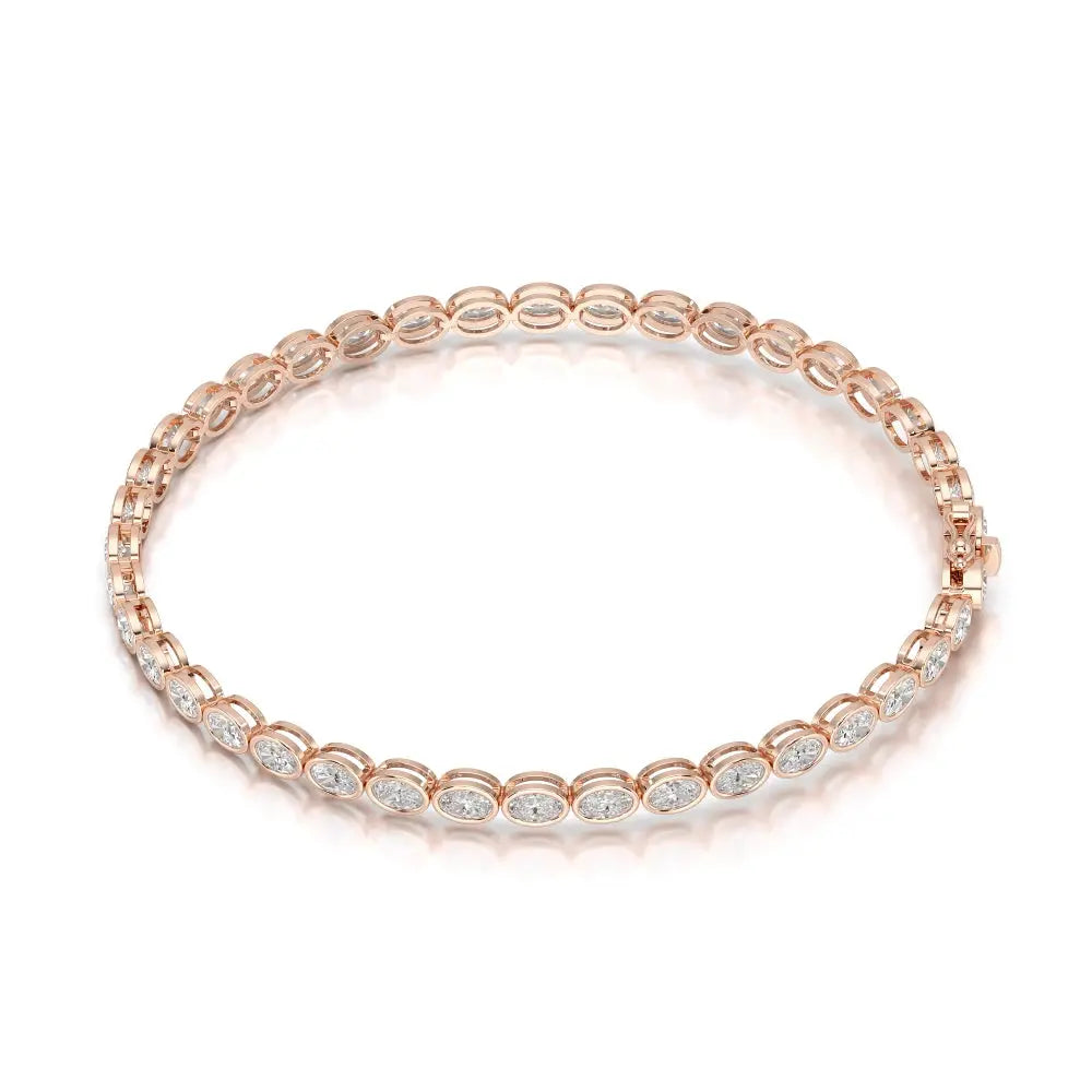 5.25 CT Oval Cut Diamond Bezel Tennis Bracelet Rose Gold