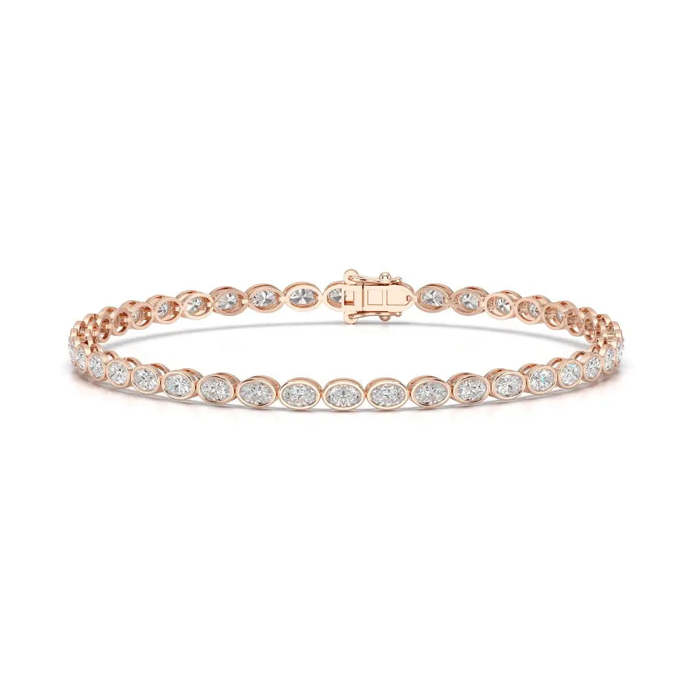 5.25 CT Oval Cut Diamond Bezel Tennis Bracelet Rose Gold