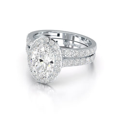 3.05 CT Oval Diamond Pavé Halo Twin Ring