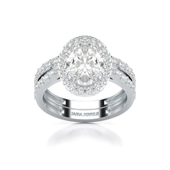 3.05 CT Oval Diamond Pavé Halo Twin Ring