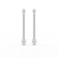 0.89 CT Lab Diamond Dangle Drop Wedding Earrings - Jama Jewels 
