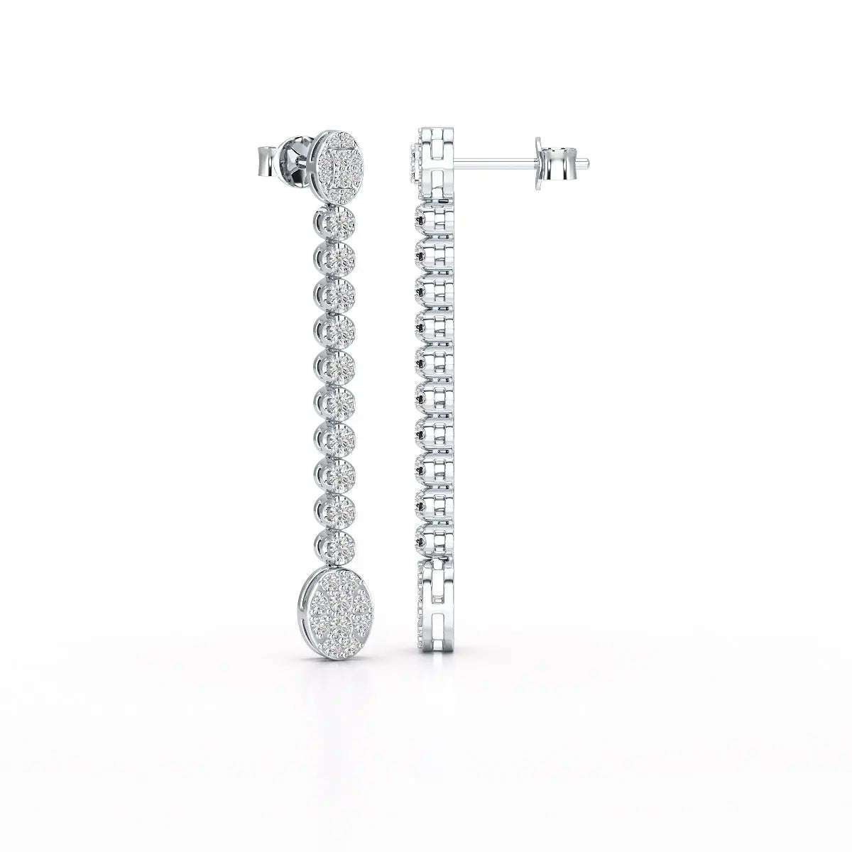 0.89 CT Lab Diamond Dangle Drop Wedding Earrings - Jama Jewels 