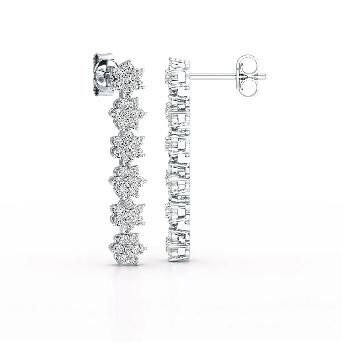 1.35 CT Star Shaped Lab Diamond Dangle Wedding Earrings - Jama Jewels 