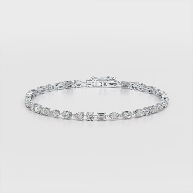 3.66 CT Multi Shape Lab Grown Diamond Bracelet
