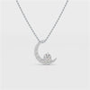 1.7 CT Lab Diamond Moon Shaped Round Chain Pendant